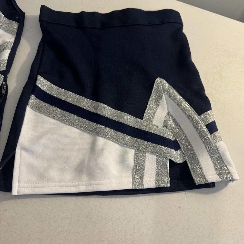 Huskies Cheer Leader Youth Size Small Blue‎ Silver 2 Pc Set